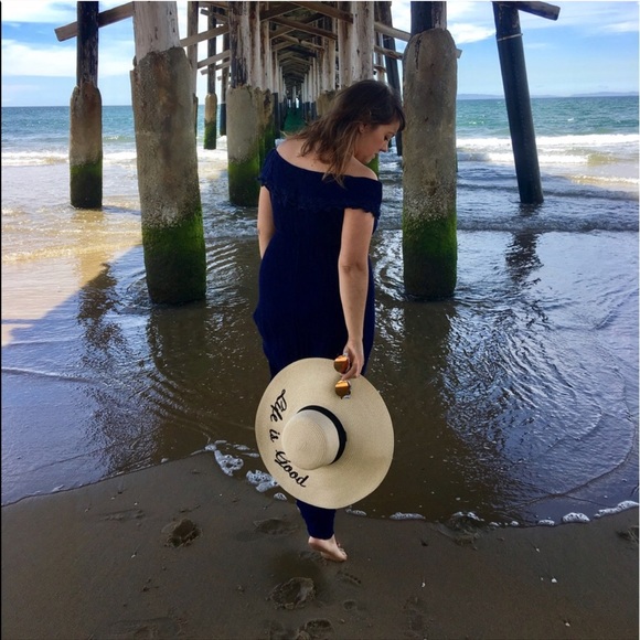 Navy Crochet Ruffle Detail Maxi Dress - Picture 6 of 6